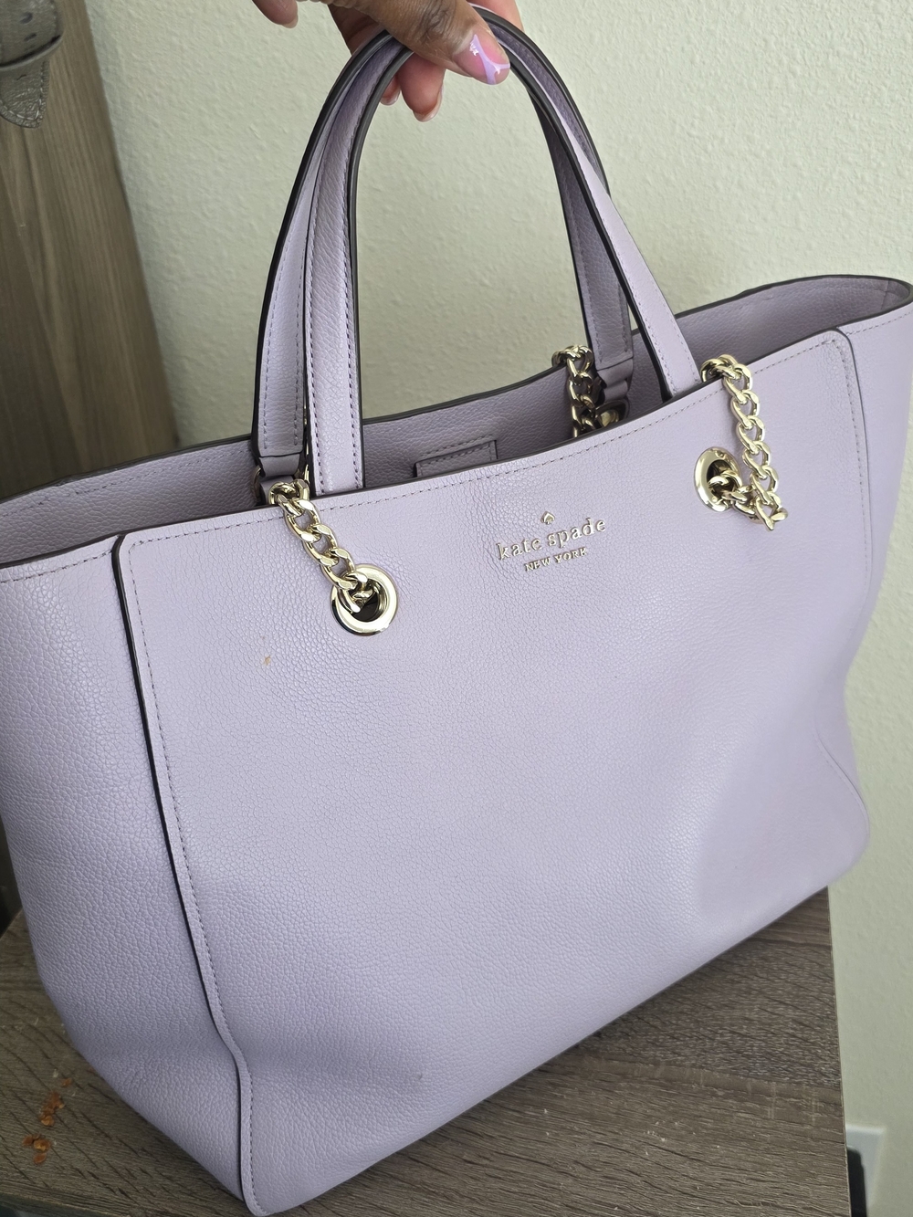 kate spade Lilac Leather Chain-Handle Tote with Lilac Large Wallet